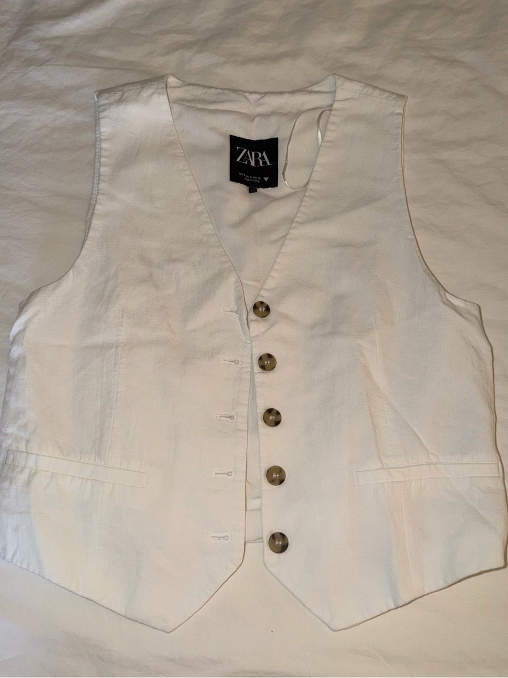 Zara Cream Button-Front Women's Vest